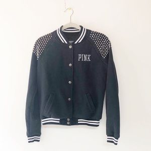 PINK studded varsity jacket EE114